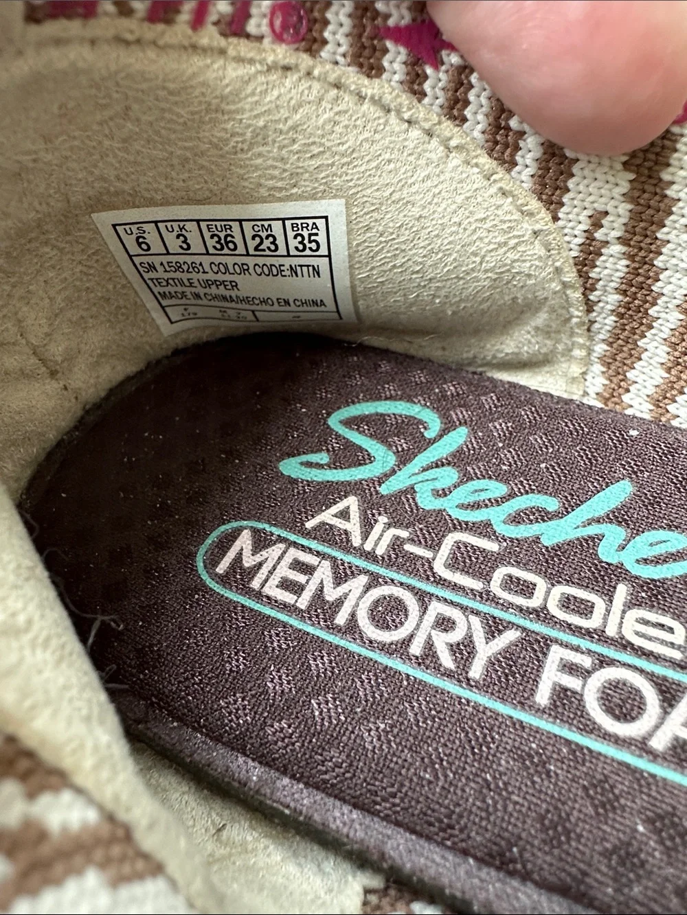 Skechers Brown & Cream Pointed Toe Memory Foam Flats
